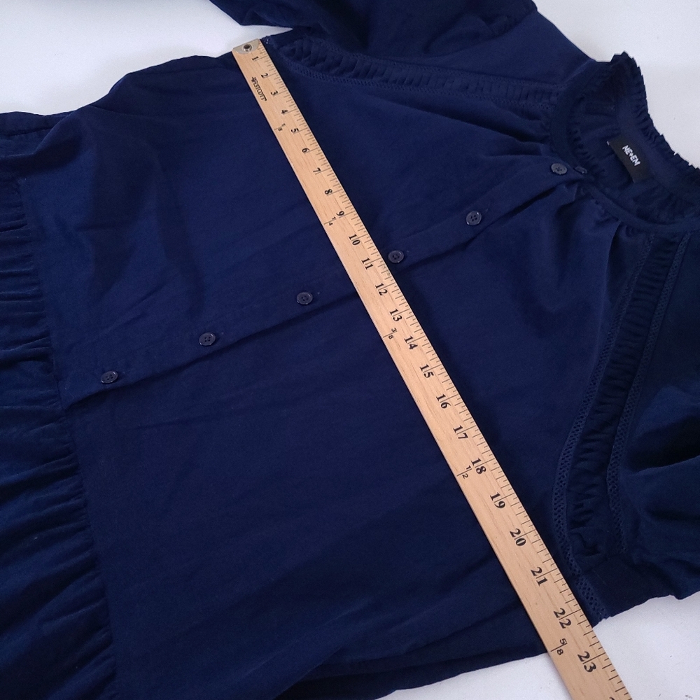 ME + EM Blue Corduroy Short Swing Dress Belt Size 12 - Picture 5 of 11